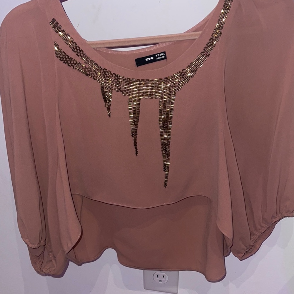 Beaded crop top in blush